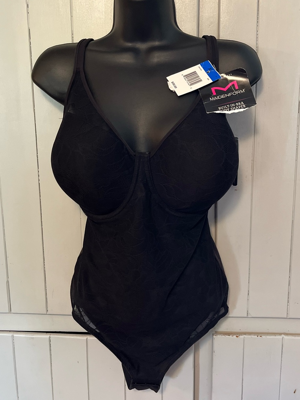 Maidenform Black Built-In Bra Body Shaper Sz XL